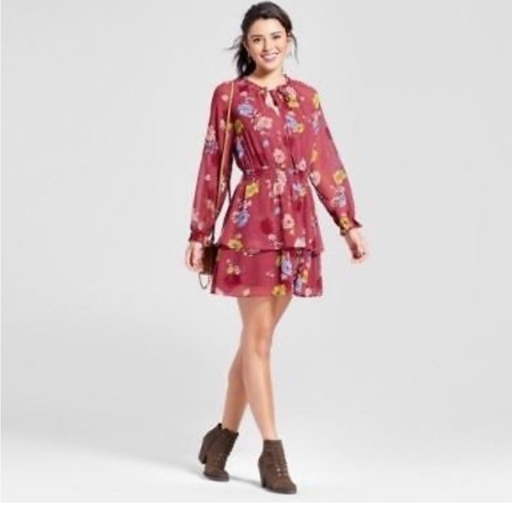Xhilaration | Smocked-Waist Ruffle Dress Small